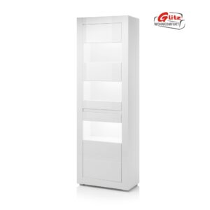 Vitrine Anrichte in Weiß Hochglanz mit Glasausschnitt