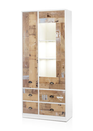 Vitrine in Weiß Matt / Old Fashion Dekor *NEU* OVP