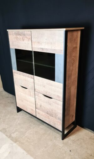 Highboard Anrichte in Eiche Montana / Grau Schwarz