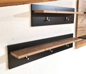 Garderoben Wandpaneele in 2 Größen mit Haken in Anthrazit / Eiche