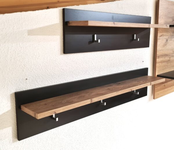 Garderoben Wandpaneele in 2 Größen mit Haken in Anthrazit / Eiche