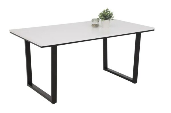 Esstisch / Küchentisch / Kufentisch in Weiß Matt / Applikation Schwarz