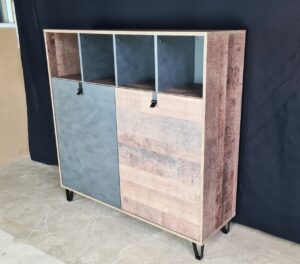 Highboard Anrichte in Eiche Montana Dunkel / Anthrazit