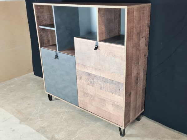 Highboard Anrichte in Eiche Montana Dunkel / Anthrazit