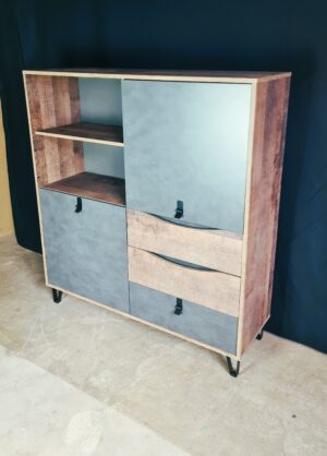 Highboard Anrichte in Eiche Montana Dunkel / Anthrazit