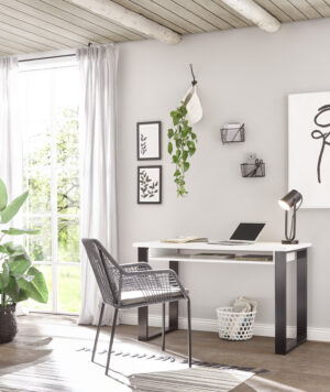 Schreibtisch Bürotisch in Pinie Weiß / Anthrazit 125 x 60 cm