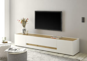Lowboard TV-Möbel in Weiß Matt / Wotan Eiche Dekor