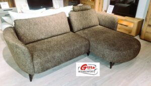 Sofa L-Form in Webstoffmix Grün inkl. Kissen