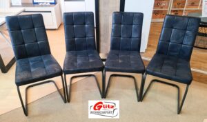 Schwingstuhl / Küchenstuhl in Anthrazit Wildlederoptik / Gestell Schwarz 4-er Set