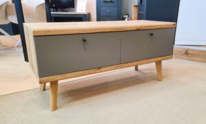 Lowboard TV Schrank in Cobalt Grau / Evoke Eiche Dekor