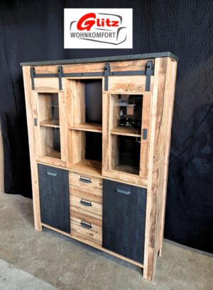 Buffet Highboard Raumteiler in Hunton Eiche Hell Dekor / Anthrazit