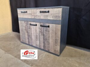 Sideboard Kommode Anrichte in Eiche Tabak / Anthrazit