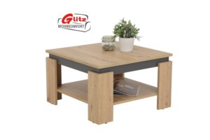 Couchtisch Wohnzimmertisch 70 x 70 cm in Artisan Eiche / Applikation Anthrazit
