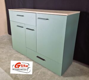 Sideboard Kommode Anrichte in Grün Matt / Viking Eiche