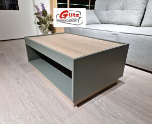 Couchtisch Wohnzimmertisch 90 x 60 cm Grün Aloe / Applikation Eiche Barista Dekor