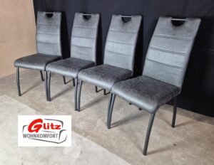 Vierfußstuhl / Polsterstuhl 4er Set für Küche Esszimmer in Vintage Anthrazit