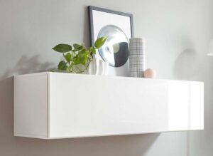 Hängeschrank für Wohnzimmer / Flur mit 1 Klappe in Weiß Hochglanz