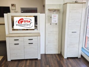 Garderoben Set 4-teilig mit Spiegel in Weiß Craft Eiche