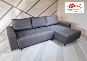 Sofa Couchgarnitur L-Form Anthrazit inkl. Kissen, Schlaffunktion, elektr. Sitzvorschub