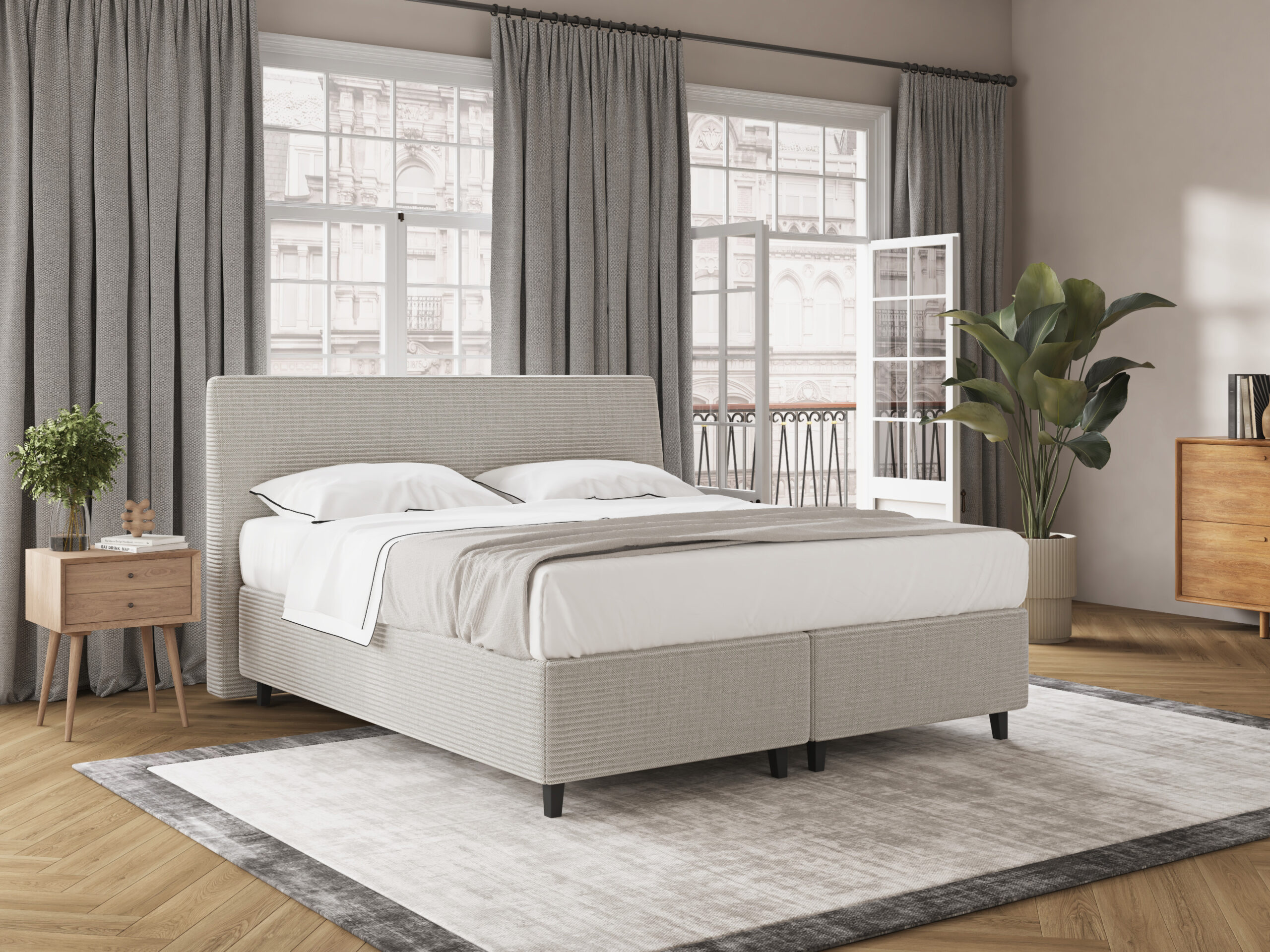 Boxspringbett in 140 x 200 cm Cordstoff Beige *NEU* Ab 599€