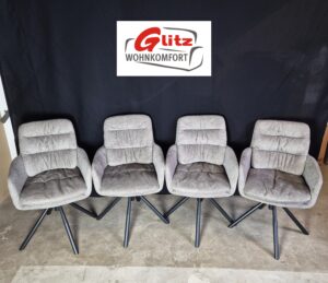 Drehstuhl Polsterstuhl Küche Esszimmer Büro Webstoff Cappuccino 4-er Set