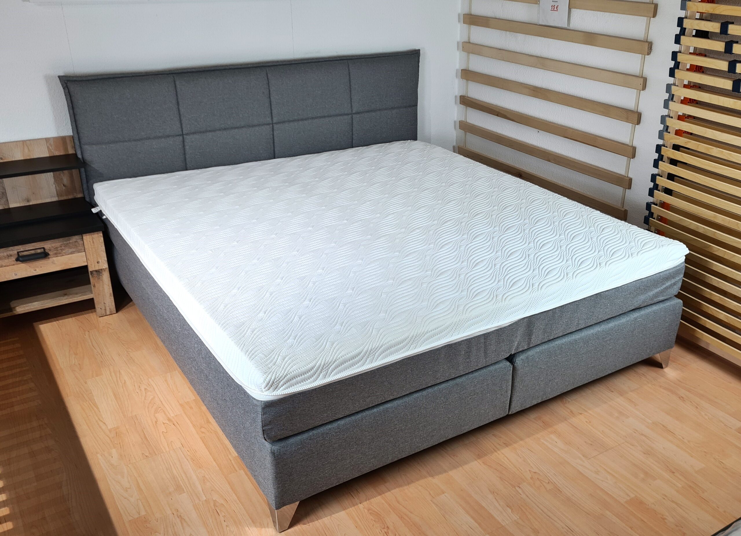 Boxspringbett in 180 x 200 cm Webstoff Grau *Ausstellungsstück*