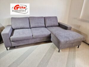 Sofa Couchgarnitur L-Form in Anthrazit Grau inkl. Kissen, Schlaffunktion, Bettkasten