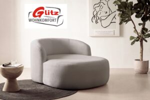 Sessel Lesesessel XXL Loveseat Stoff Graubeige inkl. Kissen