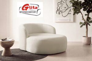 Sessel Lesesessel XXL Loveseat Stoff Creme inkl. Kissen