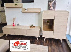 Design Schrankwand Wohnwand Eiche Natur Dekor 4 tlg. Set