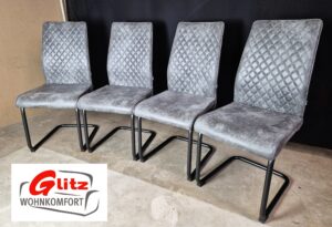 Stuhl Polsterstuhl Schwingstuhl Küche Esszimmer Grau Anthrazit