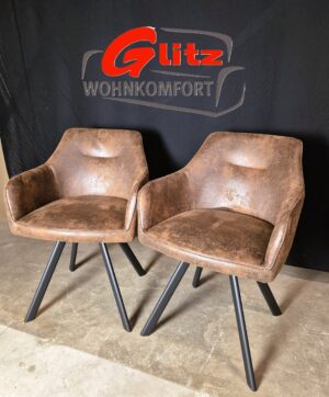 Stuhl Polsterstuhl Schalenstuhl Küche Esszimmer 2er Set Braun Wildlederoptik *NEU