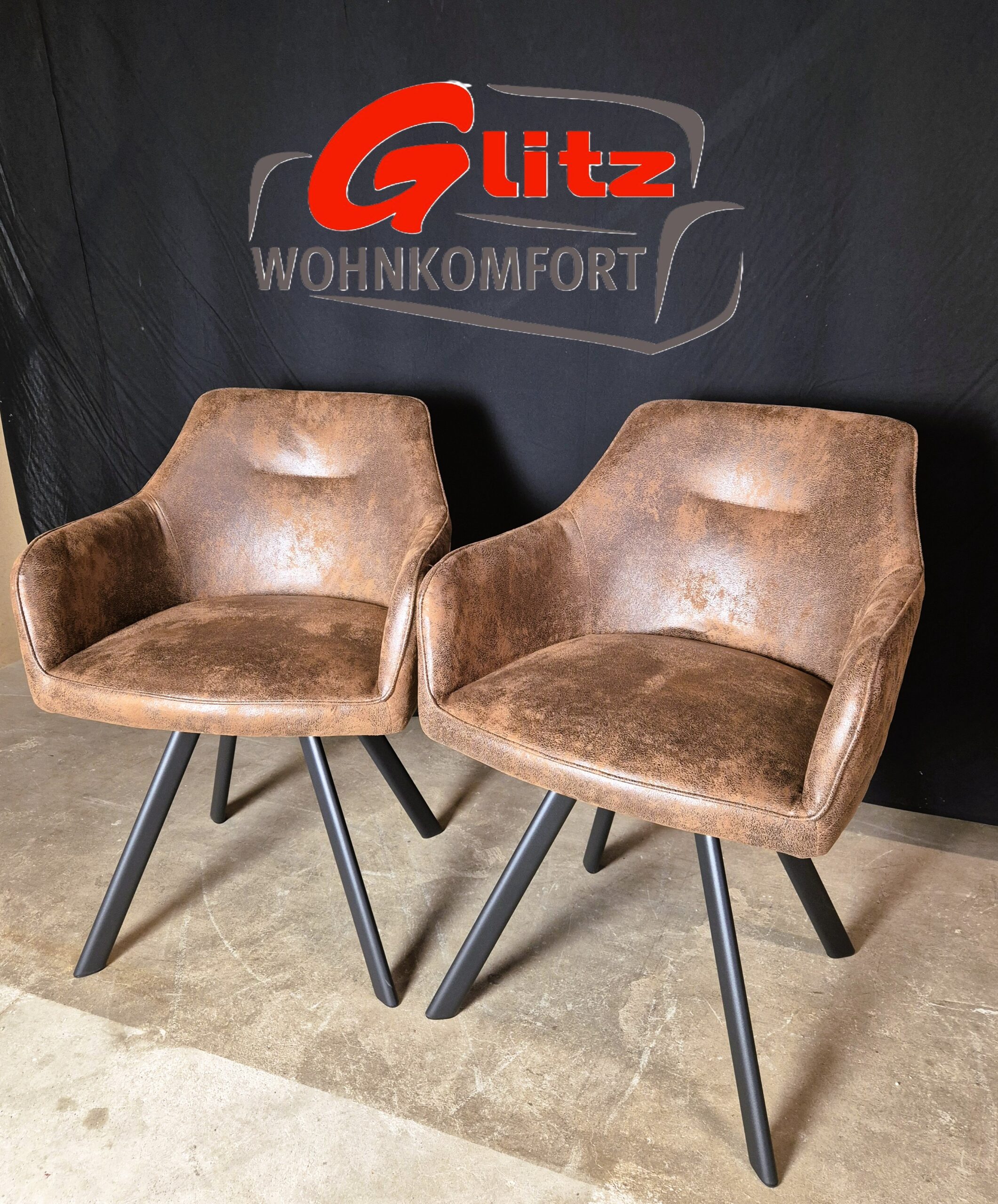 Stuhl Polsterstuhl Schalenstuhl Küche Esszimmer 2er Set Braun Wildlederoptik *NEU