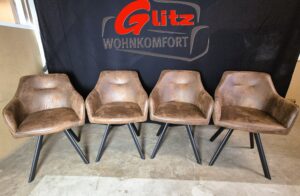 Stuhl Polsterstuhl Schalenstuhl Küche Esszimmer 4er Set Braun Wildlederoptik *NEU
