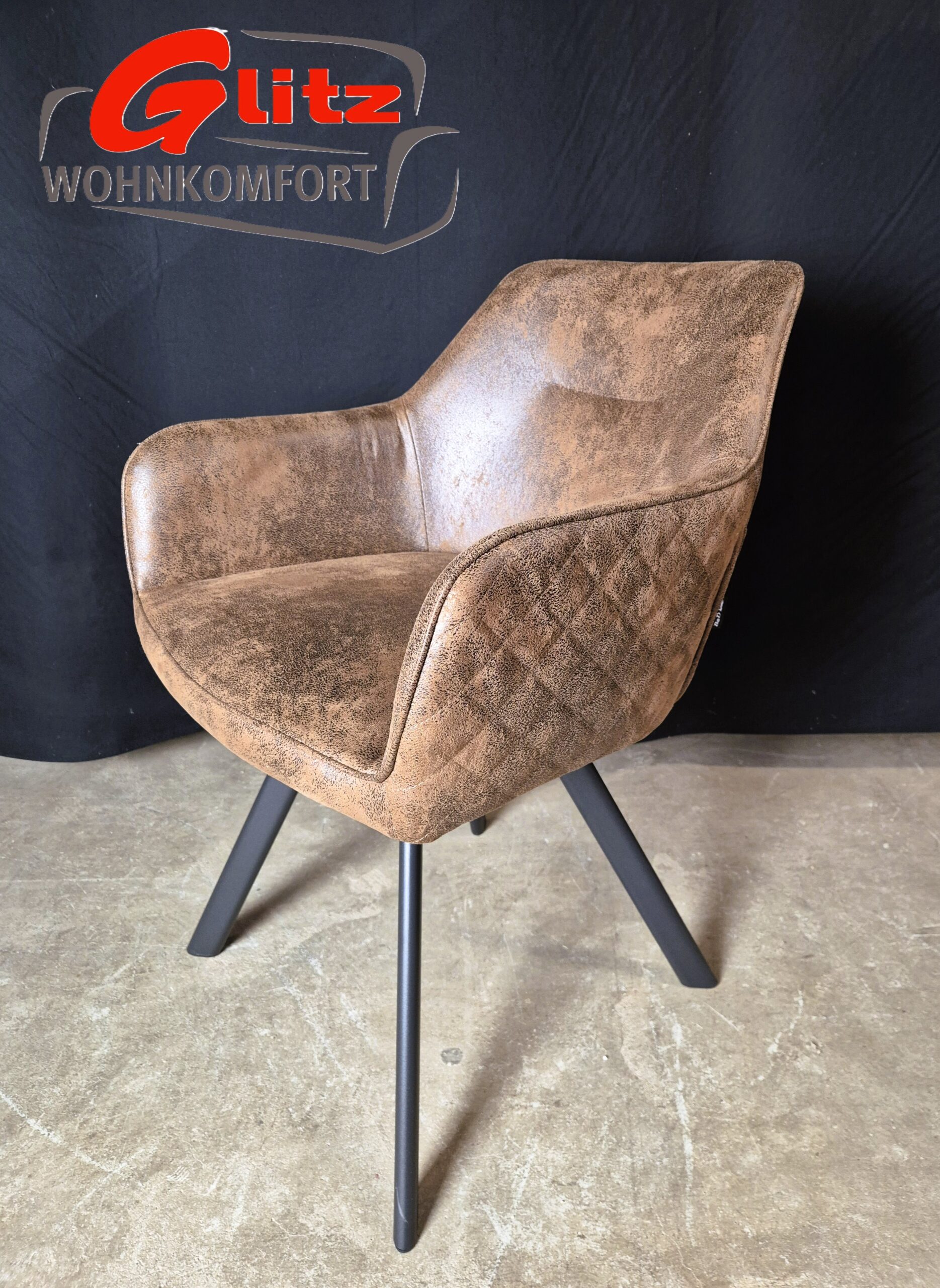 Stuhl Polsterstuhl Schalenstuhl Küche Esszimmer Braun Wildlederoptik